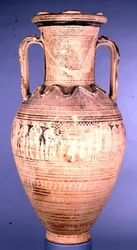 Amphore attique géométrique tardive IIb décorée d